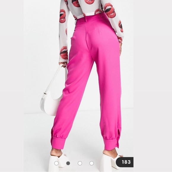ASOS Heartbreak Barbie Pink Button Cuff Tailored Trousers Barbiecore Pants - Picture 13 of 14
